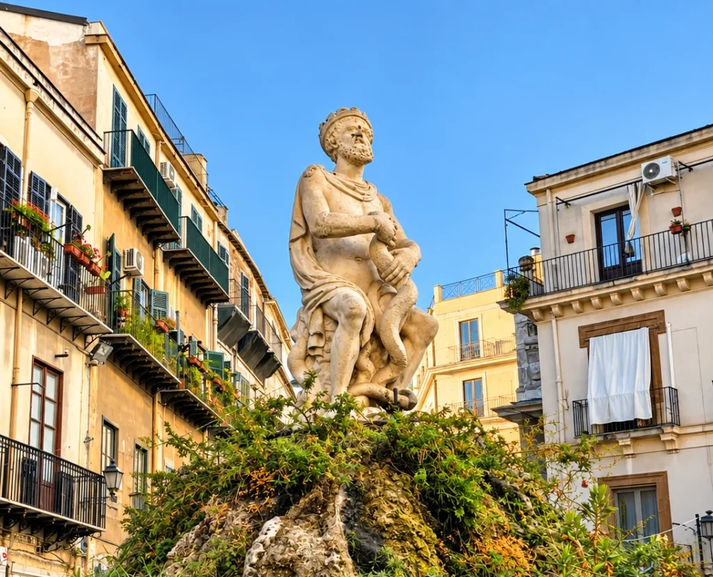 Statue of the Genius of Palermo in the historic center of Palermo