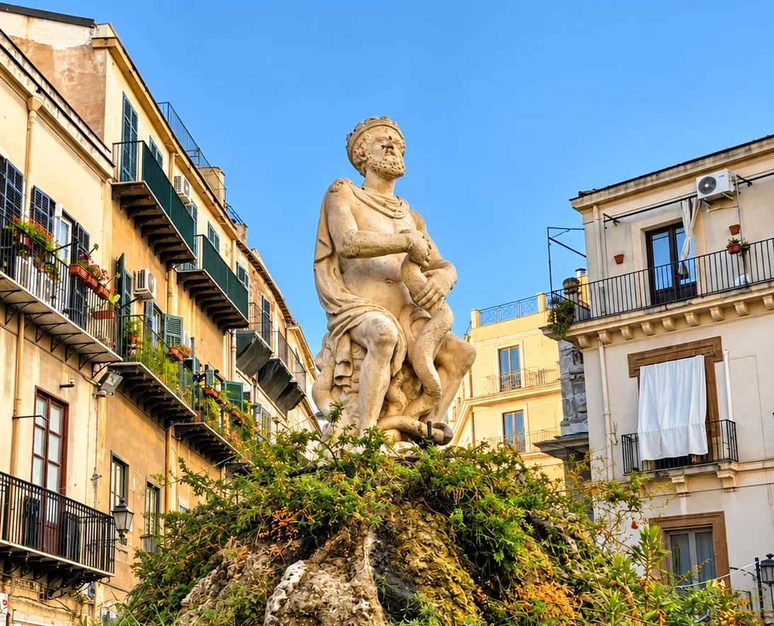 Statue of the Genius of Palermo in the historic center of Palermo
