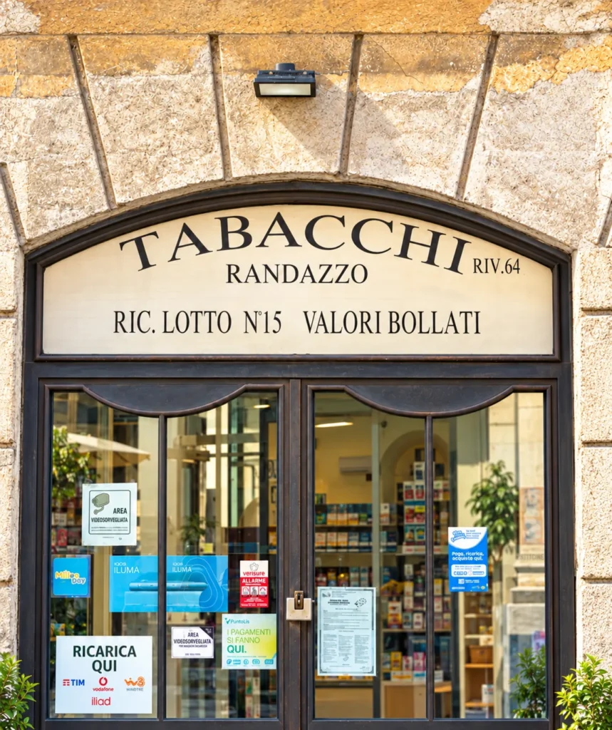 Tabacchi shop selling public transport tickets in Palermo